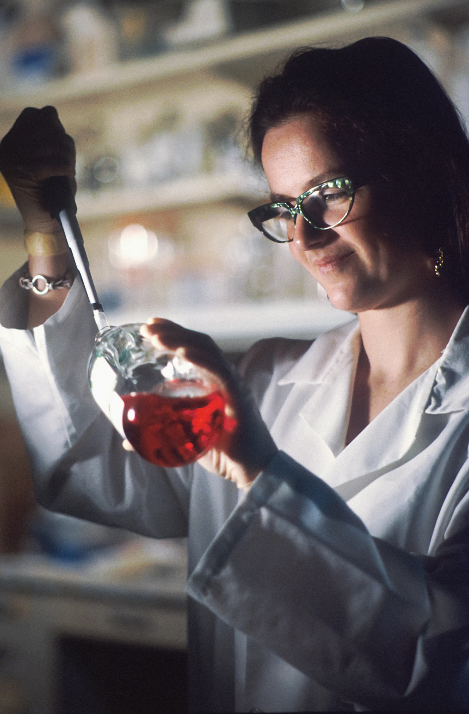 Diagnostic laboratory professional working with laboratory equipment